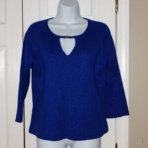 Uniform JohnPaulRichard blue sparkle 3/4 sleeve length sweater  Sz PL